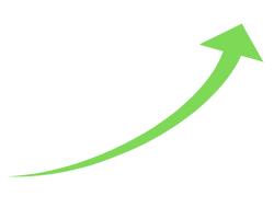 Logo der Agentur Lenamo aus Rheda-Wiedenbrück. 4 graue Balken, die auf einem grünen Pfeil sitzen. Darunter befindet sich die Wortmarke und der Slogan.